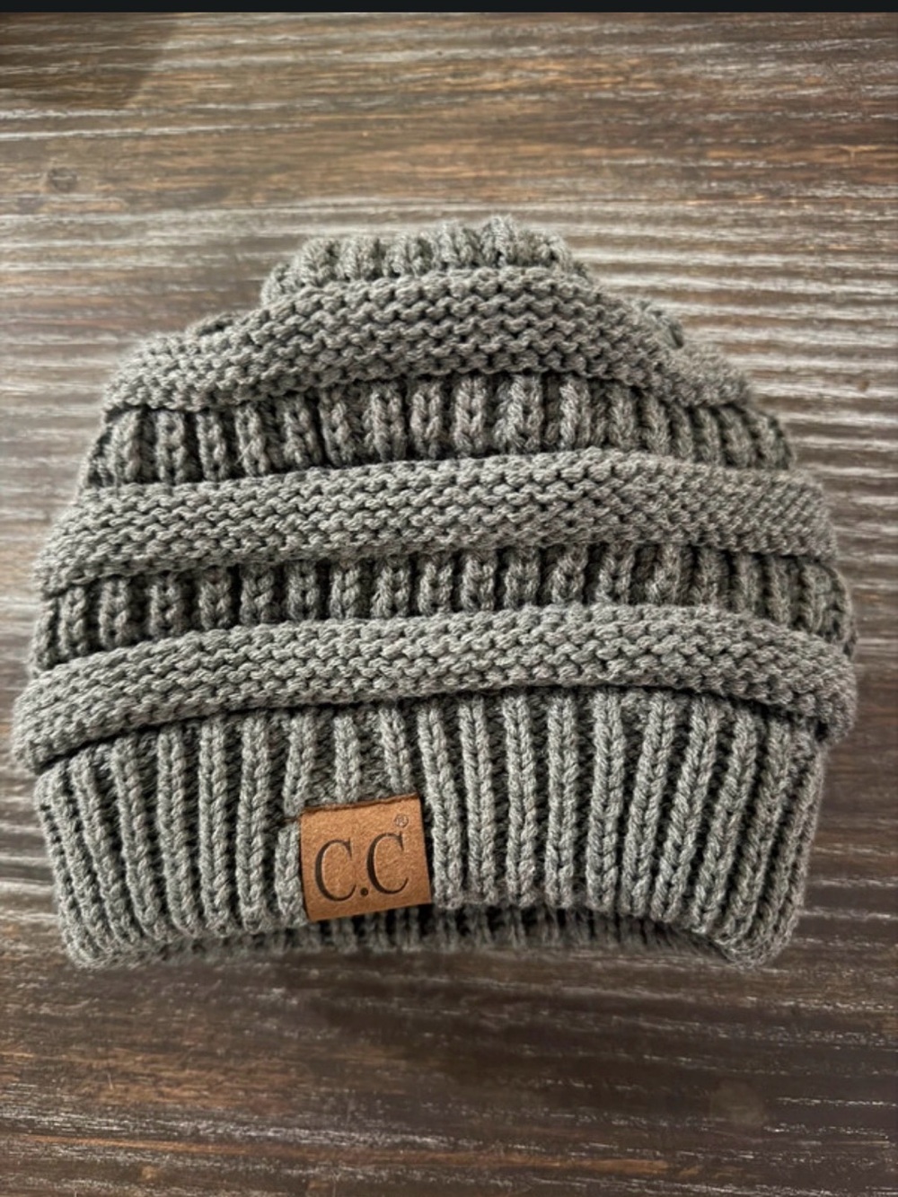 C.C Beanie Gray Chunky Ribbed Knit Beanie